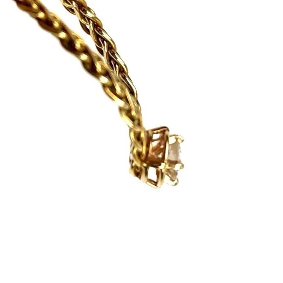 𝅺Genuine 1/2ct diamond solitaire 14k yellow gold braided rope V-shape necklace - Picture 4 of 9